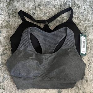 Women's Black and Gray Sports Bra Set